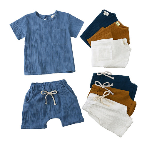 2024 Summer New AliExpress Wish Children's Set Short-sleeved Shorts Two-pieces Baby Toddler Air Conditioning Shirt