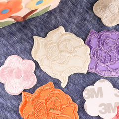 Computer embroidered label rose plum blossom multi-color embroidery stickers clothing accessories shoe and hat accessories DIY self-adhesive cloth stickers