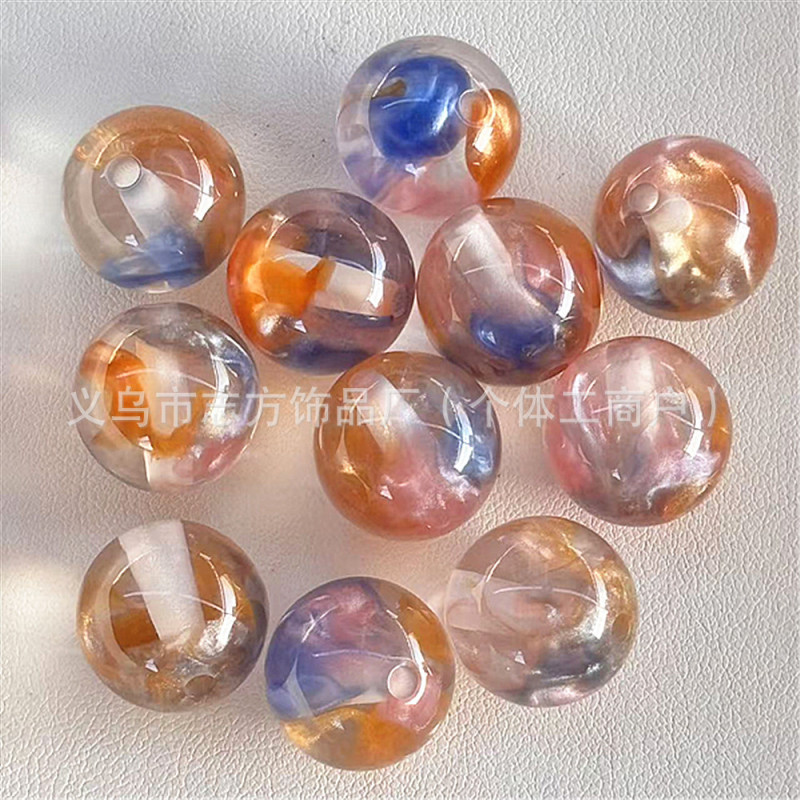 16mm树脂双色水雾晕染猫眼串珠diy串珠笔手机链钥匙扣车挂等配件|undefined