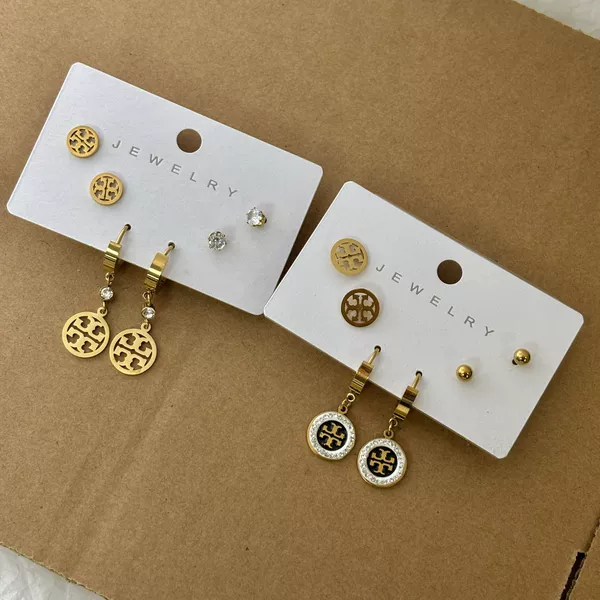 Dijia Classic 3 Pairs of Earrings Arc De Triomphe Double g Stainless Steel Earrings One Card 3 Pairs of High-End Earrings Casual and Fashionable