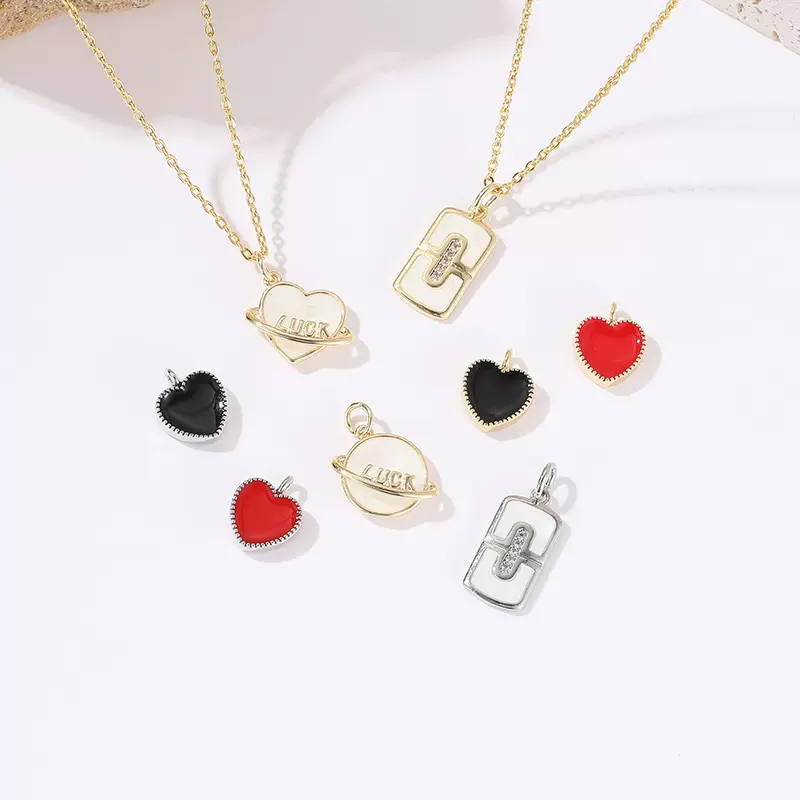 吊坠diy饰品配件项坠配饰 滴油爱心吊坠项链配件手工时尚设计首饰