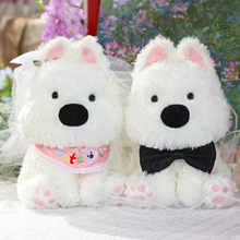 压床娃娃一对结婚奶萌小狗玩偶可爱西高地毛绒玩具礼物公仔送新人