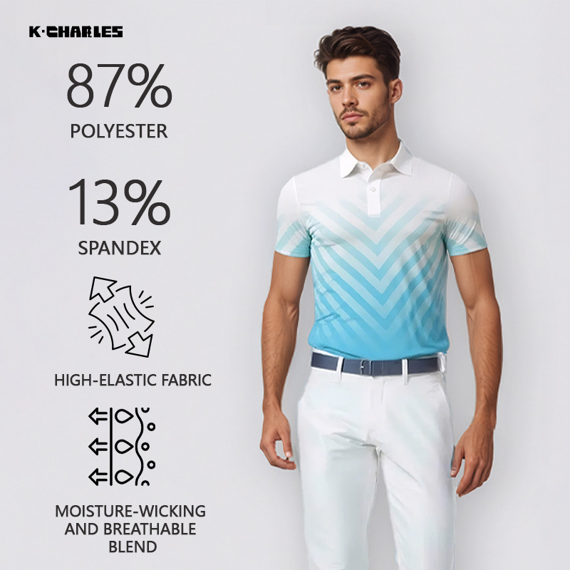 Kcharles Golf Polo Shirt for Men and Women Outdoor Leisure Sports Quick-Drying Breathable High-Elastic Gradient Short-Sleeved