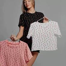 wildberries欧美跨境爆款睡衣爱心印花休闲短袖短裤家居服两件套
