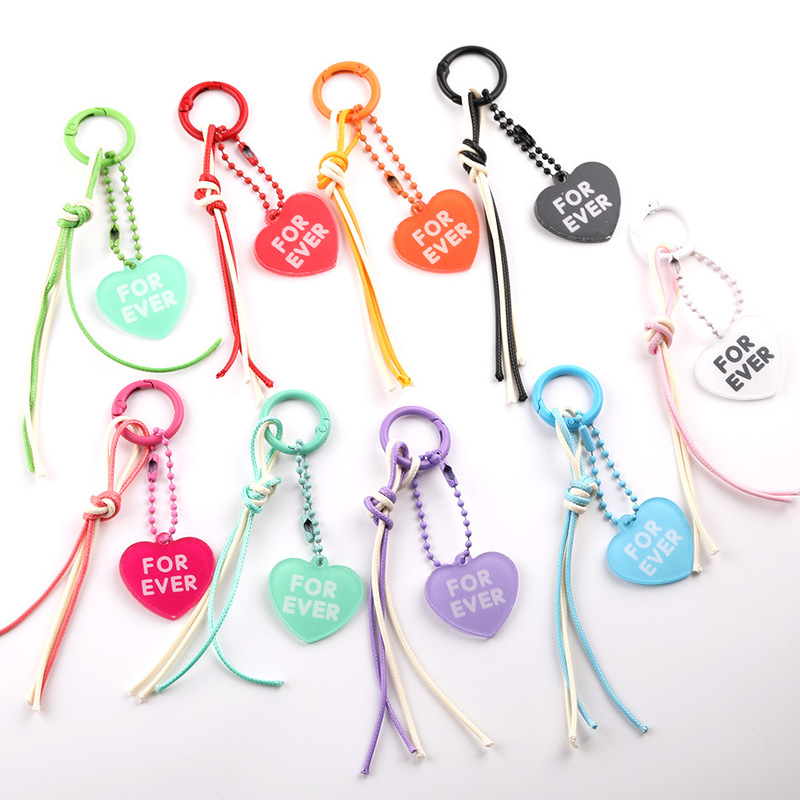 Creative Candy-Colored Painted Bead Chain Heart Keychain DIY Handmade Bean Bag Hanging Ornament Materials and Accessories Creative Candy-Colored Painted Bead Chain Heart Keychain DIY Handmade Bean Bag Hanging Ornament Materials and Accessories
