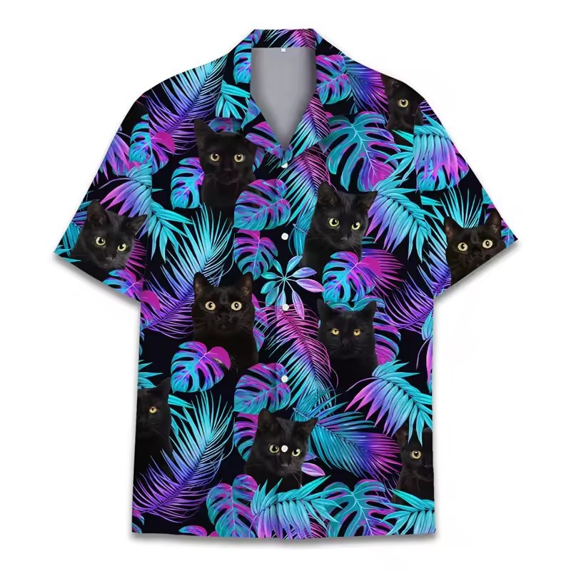 Divertido animal de flores divertidas 3D impresión digital para hombres verano casual vacaciones camisa hawaiana de manga corta con botones