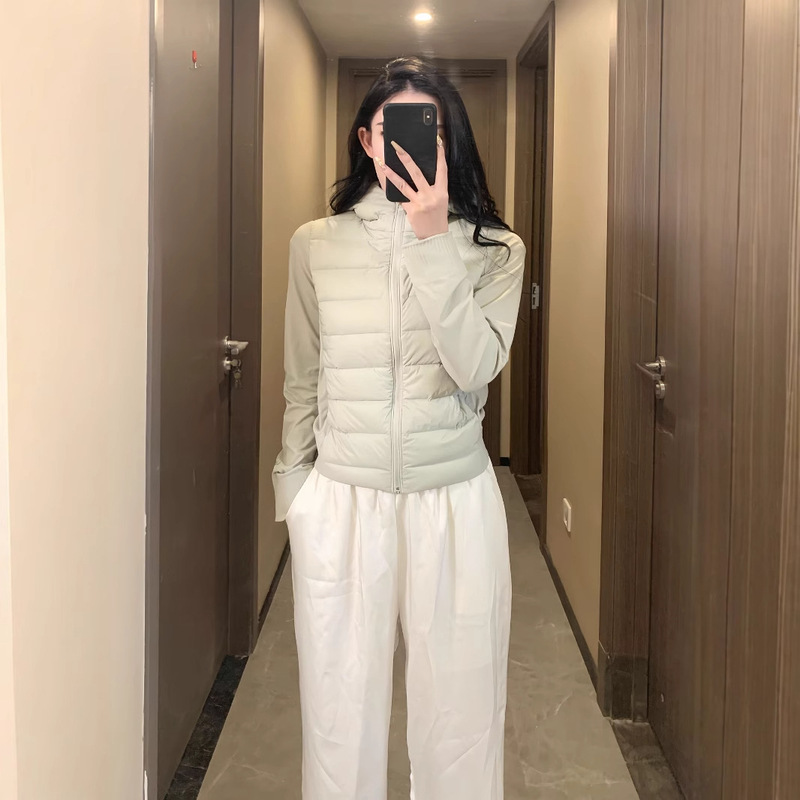 Qsqs Lulu Waterproof Lightweight down Jacket Hooded Sports Yoga Slim Fit down Jacket for Women Autumn and Winter