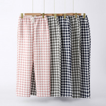 情侣睡裤秋冬季加厚纯棉中厚夹棉三层保暖男女长裤家居裤日系格子