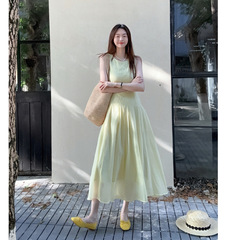 DARA ROSE 本格サマーフレンチハイエンドプリーツノースリーブベストワンピース 5593-1