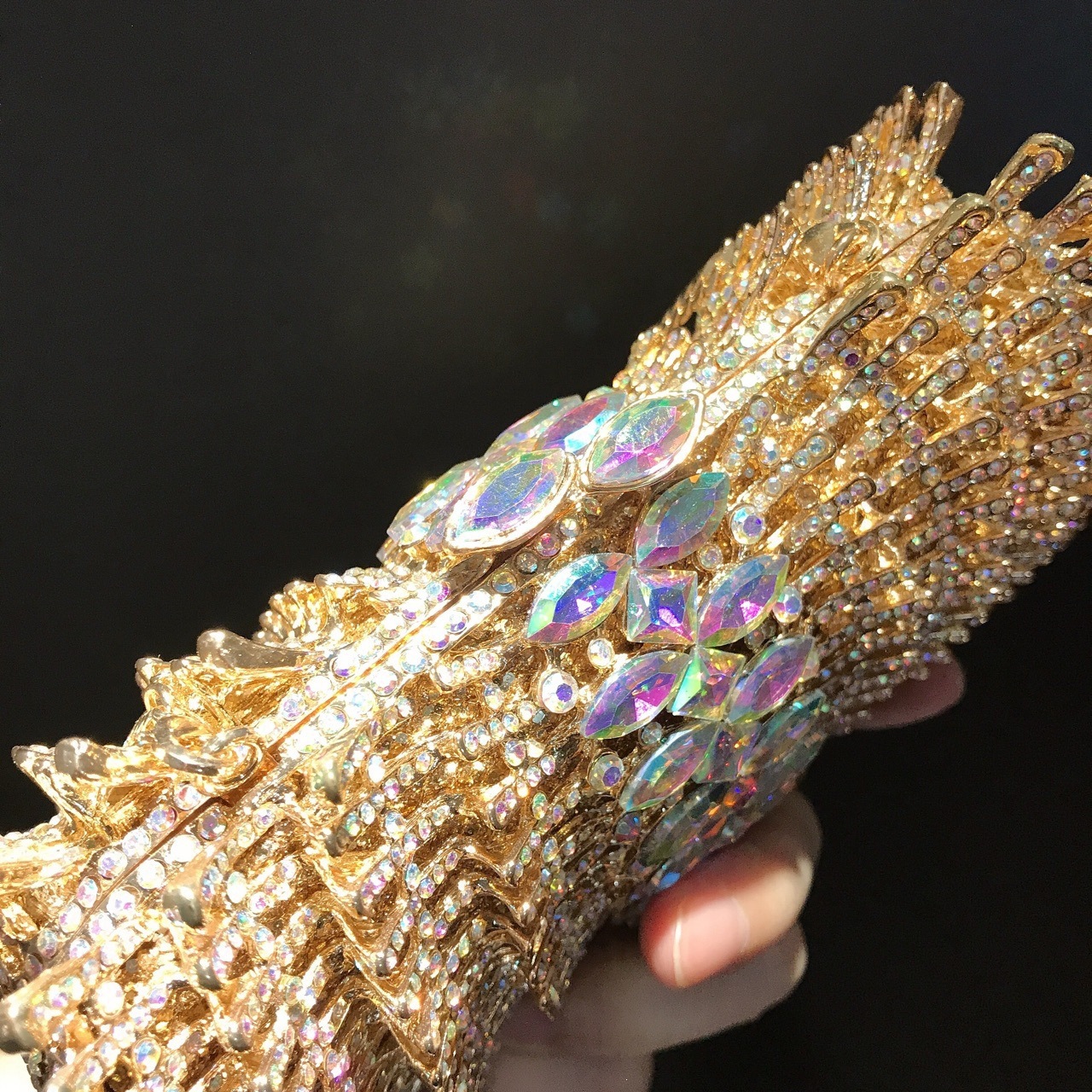 Nuevo paquete transfronterizo de diamantes para la cena, caja metálica vacía, bolso de mano para banquete de diamantes, bolsa de maquillaje para damas
