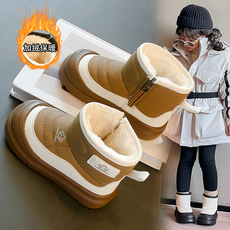 Botas de nieve para niñas 2025 nuevos niños de invierno más vello y grueso zapatos de algodón para niñas calentadas botas de invierno botas de algodón para niños