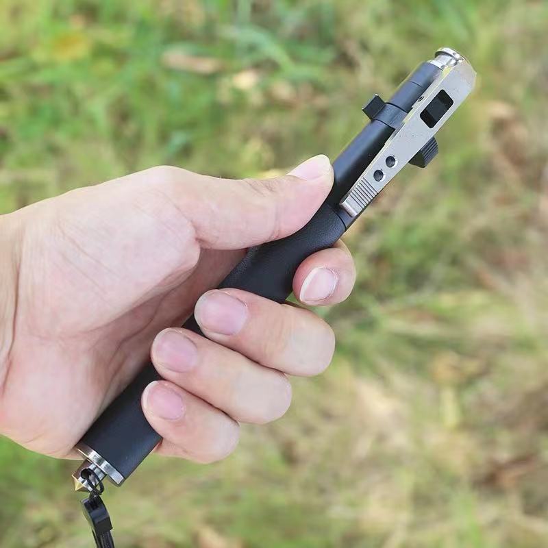 一件代发自动弹簧甩棍车载防身武器自卫三节钢笔伸缩甩辊甩鞭