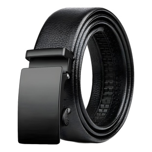 Men's Belt Litchi Pattern Belt Casual Youth Automatic Buckle Pants Belt Joker Automatic Buckle Belt Wholesale