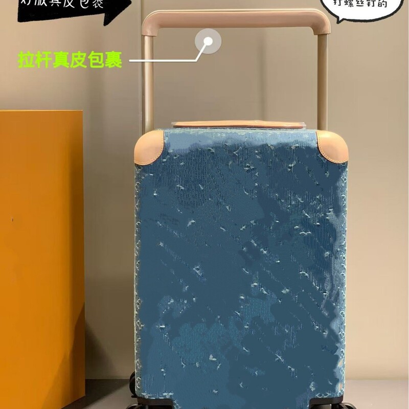 High-Quality Rolling Luggage with Genuine Leather Handle for Travel, Cross-Border Wholesale