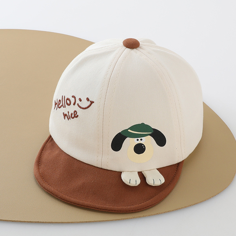 Sombreros para bebés primavera y otoño lindos dibujos animados perros suaves gorra de lengua primavera delgada gorra respirada para niños bebés
