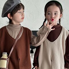 Jiaye Children's Products 2024 Spring Children's Irregular Slit Vest Men's and Women's Baby Style Vest Vest Sweater