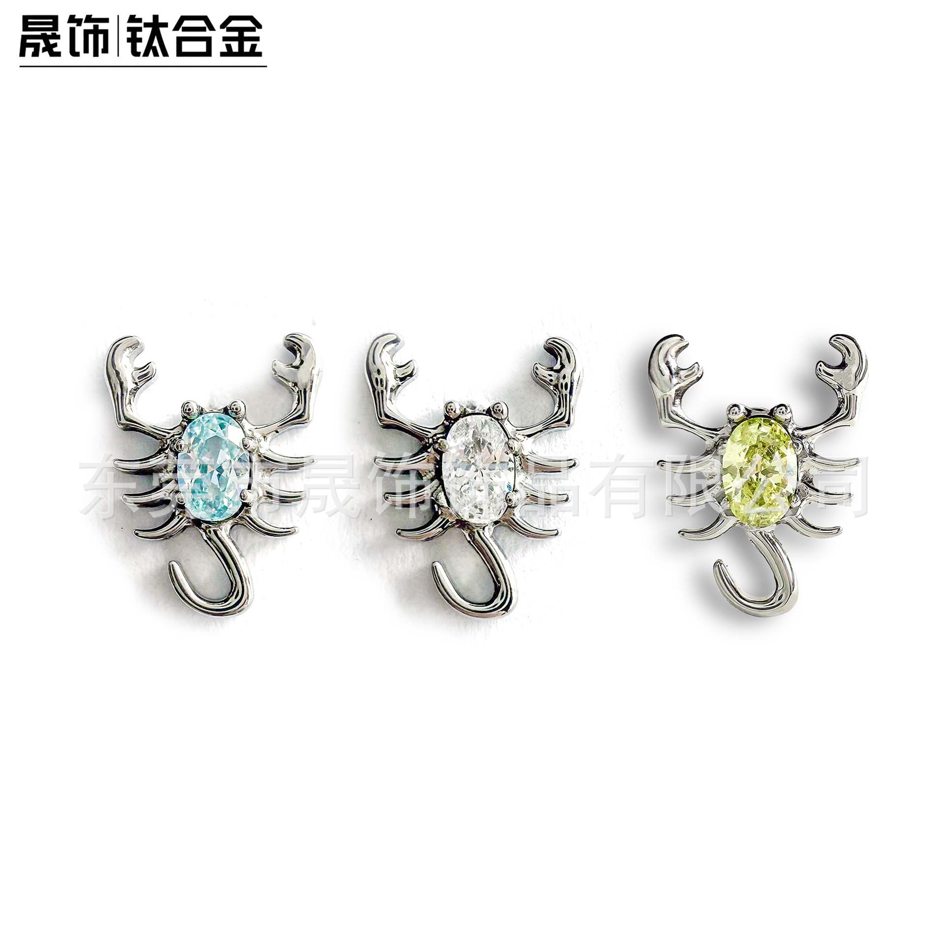F136 Titanium 蝎子 Ear Stud Set With Cubic Zirconia Helix Cartilage Stud Internal Thread G23 Implant Grade Titanium Jewelry Titanium Alloy Ear Stud 托