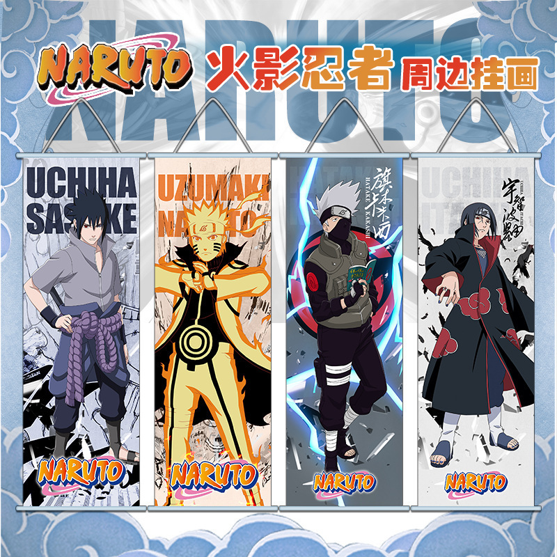 火影忍者アニメ周辺グッズ二次元壁掛け絵画 ナルト サスケ イタチ 四代目 高画質シルク布壁画|undefined