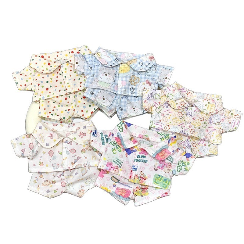 20cm10cm綿人形ベビー服ぬいぐるみ服プリントパジャマセットかわいい既製シャツベビー服|undefined