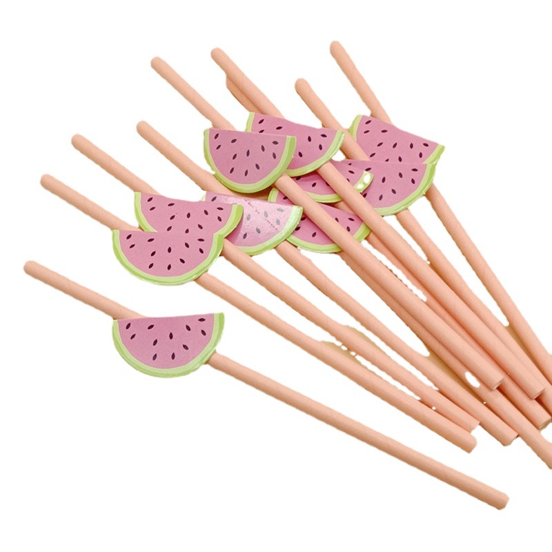 Paja de papel degradable desechable fruta creativa paja de fresa decoración para hornear pastel plug-in leche té paja