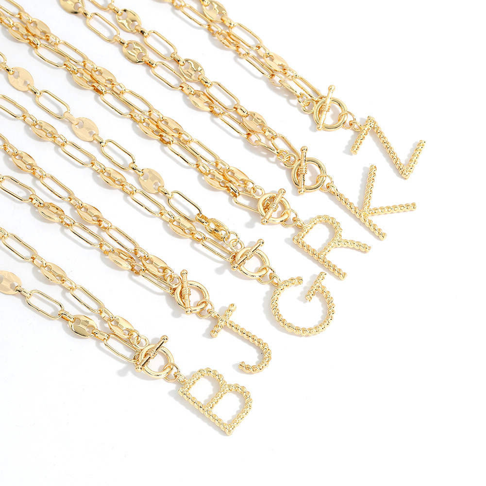 Neue 26 Buchstaben Einfache Goldene Englische Halskette display picture 8