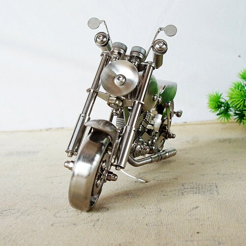 New stainless steel handmade rolling textured motorcycle model ornaments as gifts for children SMG motorcycles