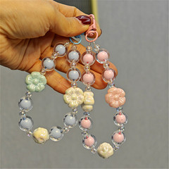 Handmade bead-in-bead flower beading DIY mobile phone chain mobile phone pendant macaron bag hanging chain