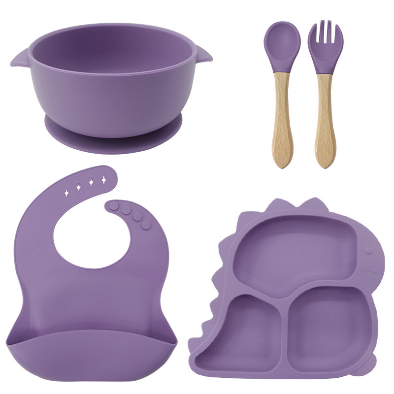 Baby Products Factory Vajilla para bebés Juego de vajilla de silicona para recién nacidos Juego de vajilla para niños de dibujos animados Juego de complementos alimenticios