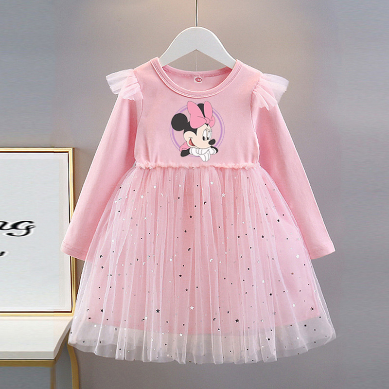 Cross-Border Children's Clothing Girls' Dresses Spring and Autumn Styles Children's Tutu Skirts Princess Skirts Tulle Skirts Minnie Mouse Skirts Fashionable