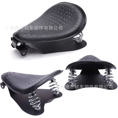 leather seat bag, Motosiklet ləvazimatları və aksesuarları - crocodile-pattern-black-seat-cushion-bracket-spring-bottom-plate