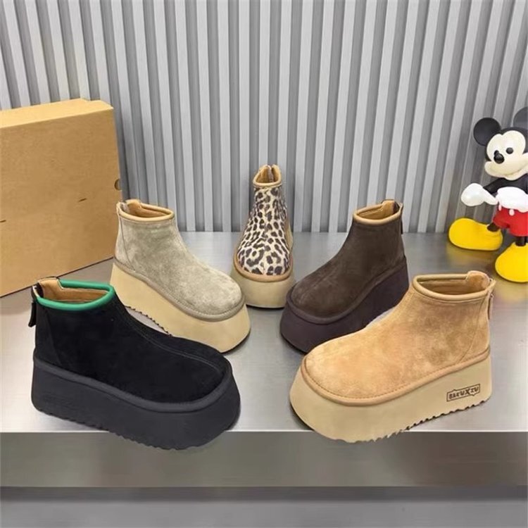 Platform Thick-Soled Boots for Women, Thick-Heeled Waterproof Platform, Fleece-Lined, Warm Heel, Zipper Short Boots, Sleeve, Non-Slip Cotton Boots, Trendy Platform Thick-Soled Boots for Women, Thick-Heeled Waterproof Platform, Fleece-Lined, Warm Heel, Zipper Short Boots, Sleeve, Non-Slip Cotton Boots, Trendy