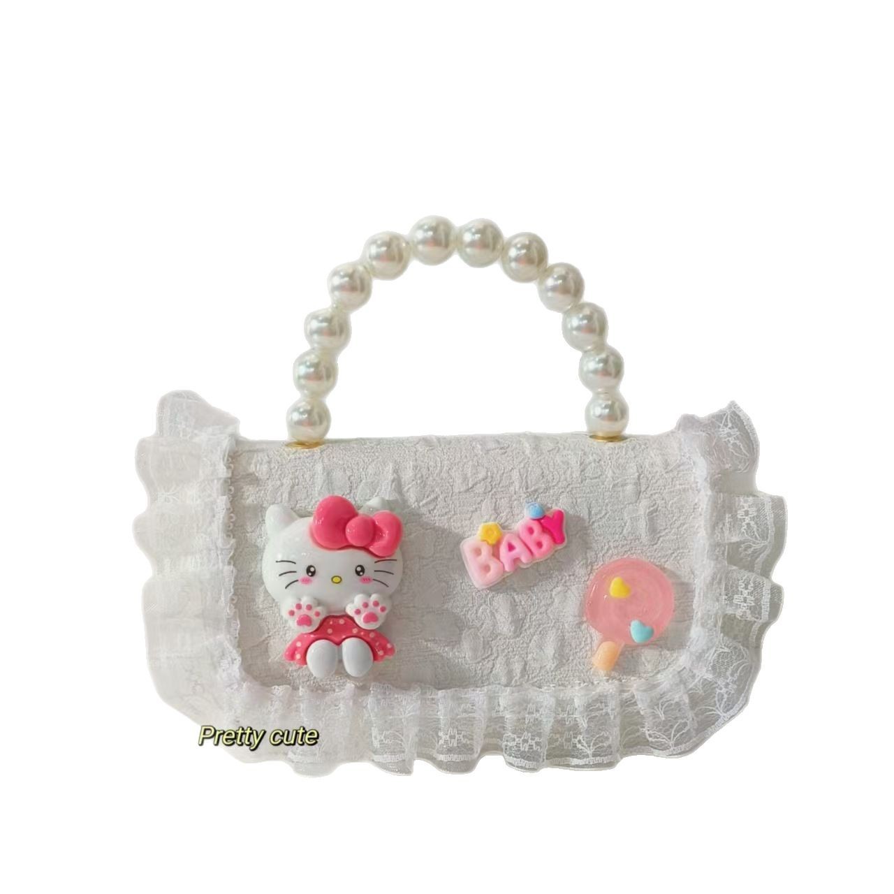 Bolso de perla bolso de hombro bolso de cambio bolso de princesa bolso de caricatura gato KT bolso de niños bolso de cadena bolso pequeño