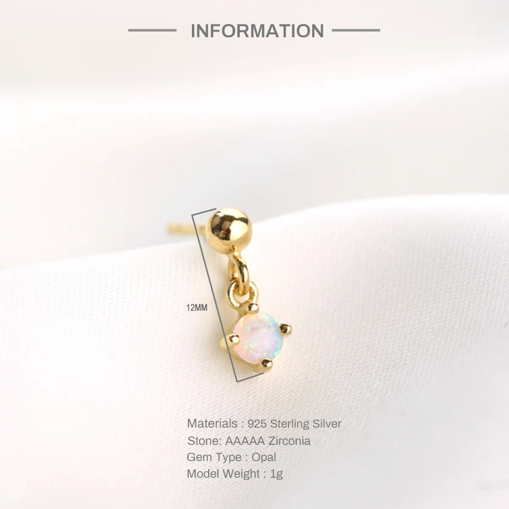 1 Pièce Argent Sterling 925 Soleil Star Lune Zircon Boucles D'oreilles display picture 5