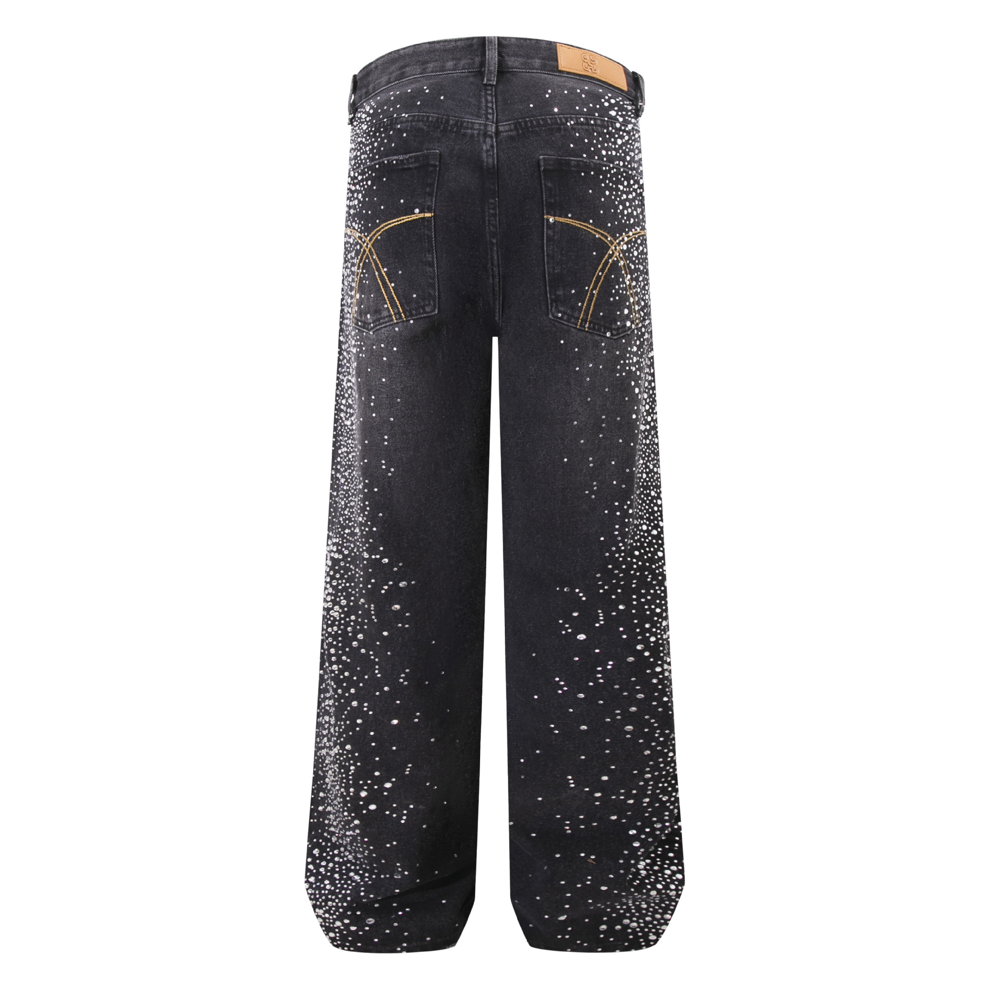 European And American Cross-Border Full Rhinestone Jeans Men's 2025 New Trendy Brand Fashion Loose Straight Long Pants_voghion.com