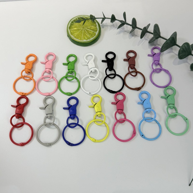 Ins-Style Painted Keychain Ring, Colorful Key Ring, Bag Pendant, Lobster Clasp, DIY Accessories, Movable Clasp