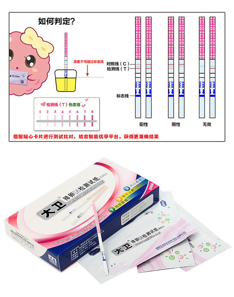 正品大卫早早孕测试纸卡纸验孕棒10条排卵精准检测试条怀孕备孕棒-阿里巴巴
