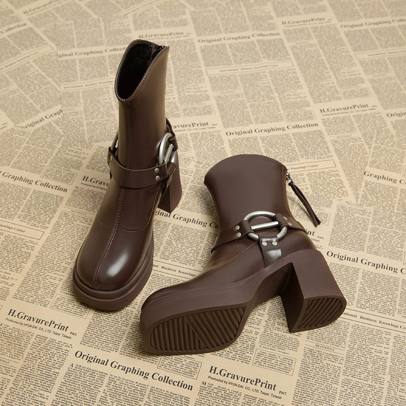 Ботинки женские Shi Guanqiao 113-3, ультратонкие, модные, новинка 2025 года, популярные весенне-осенние, трендовые, как у интернет-знаменитостей, короткие ботинки-мартинсы