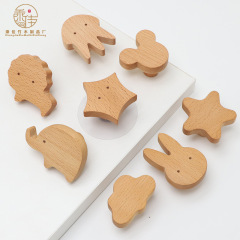 星の雲の子供の木の取っ手の扉の引き出しの木製の取っ手の家具は穴を開けないで単孔の熊の取っ手を貼ります。