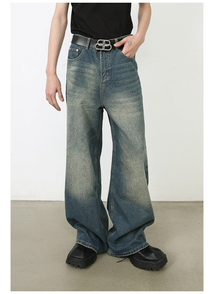 Quần jean nam ống rộng dáng suông màu bò nguyên bản phong cách Mỹ — Denim đen, Ngụy trang màu mơ, màu xanh cổ điển, màu xanh denim chi tiết 22