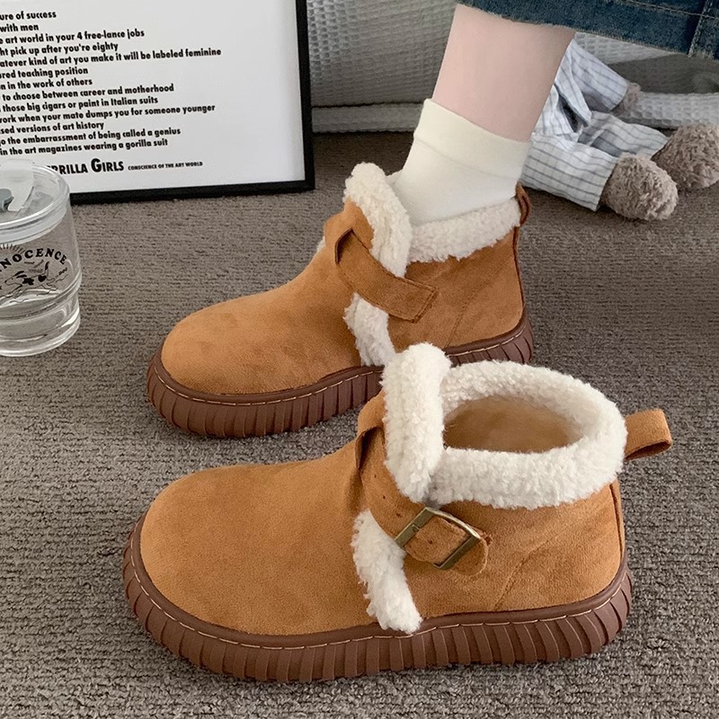 2023 New Winter Versatile Thick Sole with Plush and Thickened Warm Two Cotton Shoes for External Wear, Non Slip_voghion.com