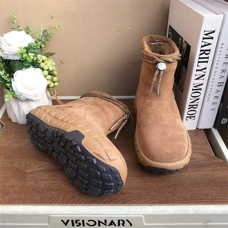 Non-slip warm low boots platform, genuine leather