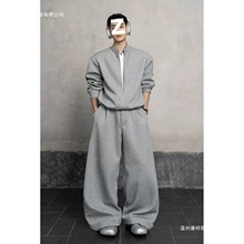 2025秋装新款男士韩版潮流宽松套装立领卫衣休闲长裤两件套潮牌