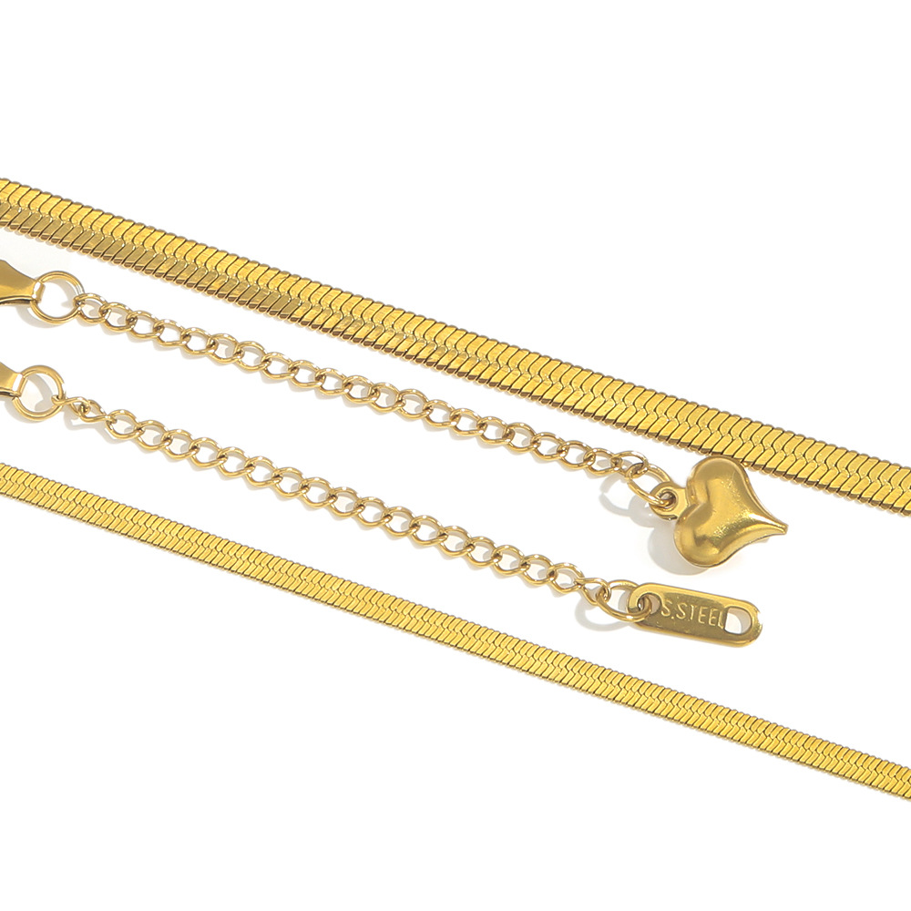 7g Weight Wholesale Jewelry Classic Style Heart Shape Solid Color 304 Stainless Steel Plating Snake Chain Necklace