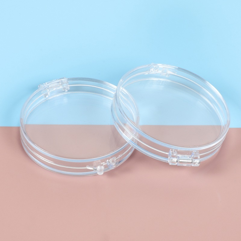 PS塑料镜片盒子粉扑化妆棉收纳盒圆形眼镜片包装盒透明亚克力盒子