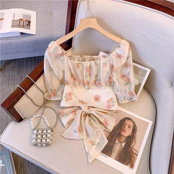 2025 Summer New Chiffon Shirt Women's Short-sleeved Top for Pretty Girls Korean Style Women's Fashion Explosions Ins Trendy