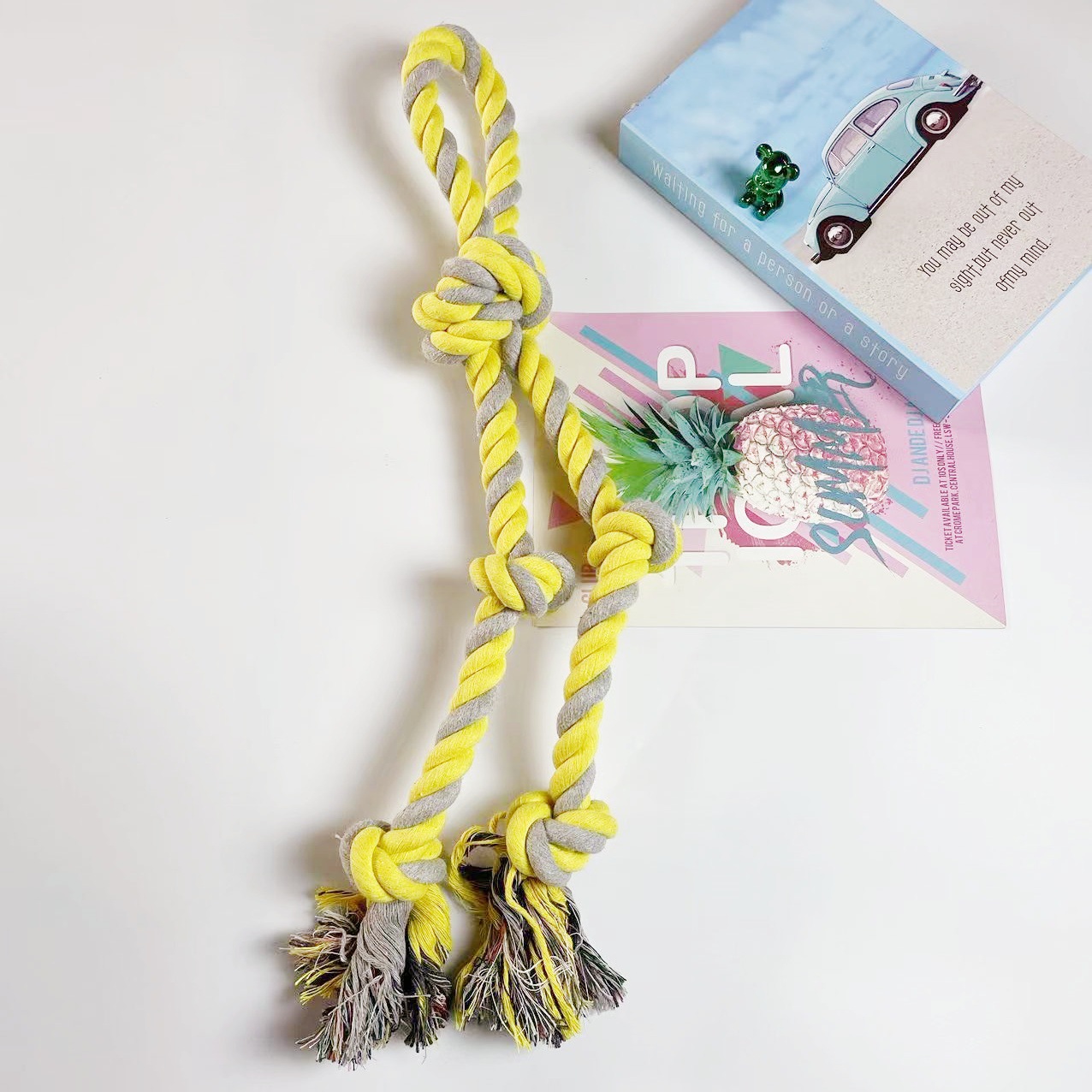 Fabricantes al por mayor de cinco nudos de algodón tejido a mano resistente a la mordedura juguetes de perros grandes juguetes de mordedura de cuerda juguetes de perros