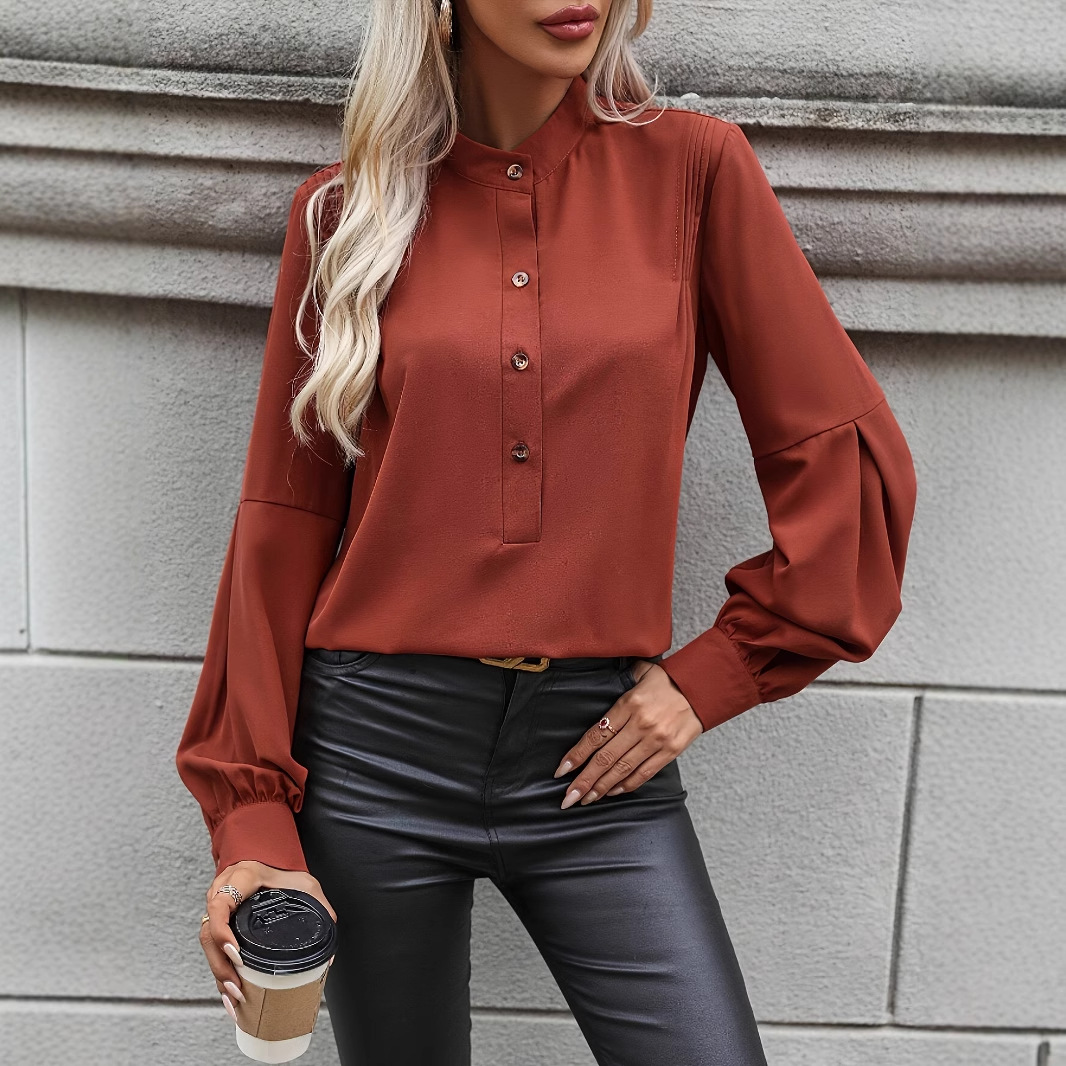 새틴 셔츠 여성의 봄 새로운 2025 새로운 패션 세련된 유행 탑 작은 셔츠 긴 소매 셔츠