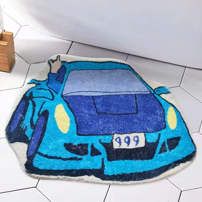 Bathroom Floor Mat Room Decorative — Avtomobil döşəmə paspasları - car-blue-4040cm-imitation-cashmere-material