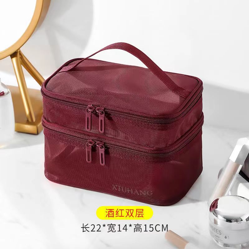 Bolsa de hilo de red de gran capacidad para exteriores, bolsa de lavado, bolsa de almacenamiento de cosméticos, bolsa de almacenamiento de viaje, bolsa de lavado, bolsa de cosméticos al por mayor