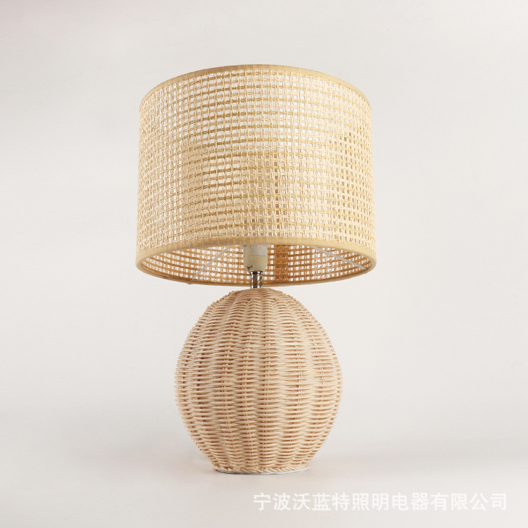 lámparas de mesa de paja artesanía decoración fábrica de venta directa lámpara de noche